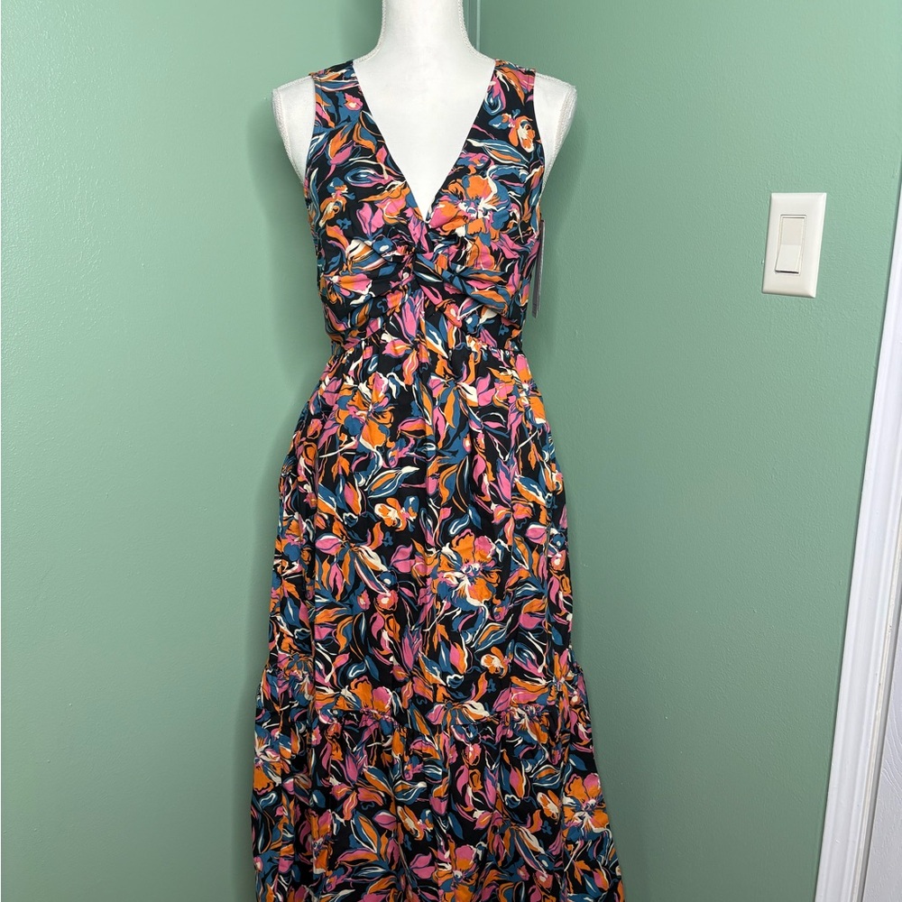 nwt French Connection Black and Pink Floral Maxi Dress small - Picture 1 of 15